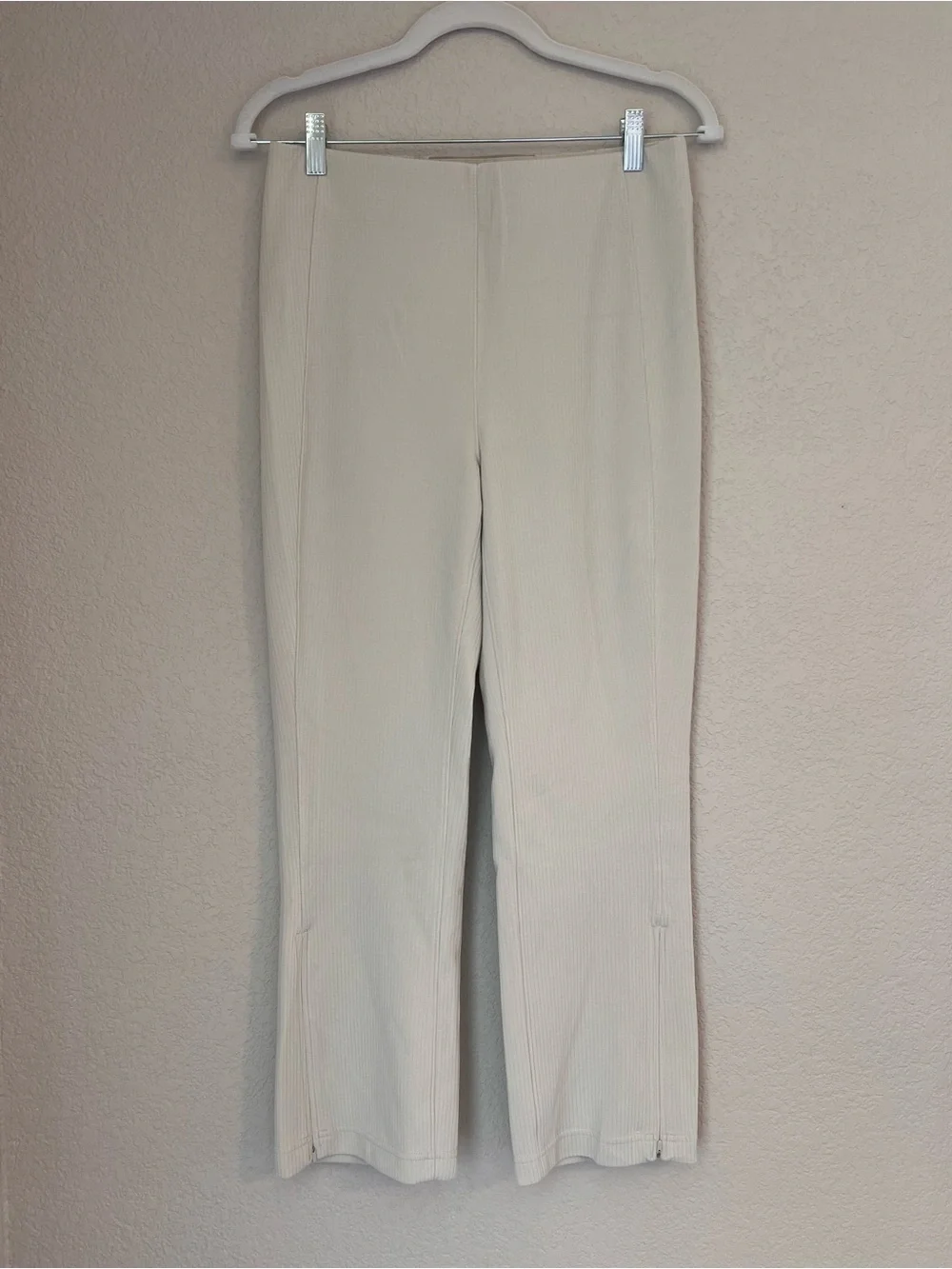 lululemon athletica Light Cream Ribbed Cropped Wide-Leg Pants